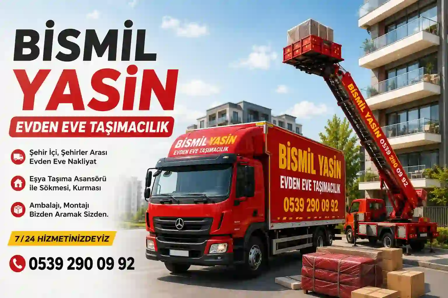 Bismil mobil asansörlü nakliyat ve yüksek kat eşya taşıma hizmeti